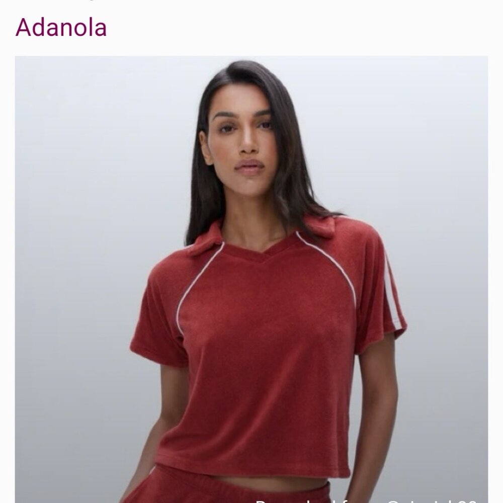 Adanola terry contrast polo in vintage red